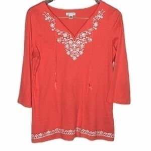 HANNAH Red embroidered boho top